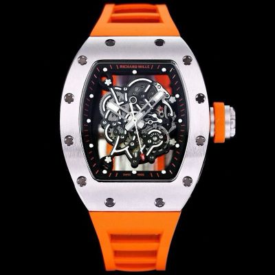 RICHARD MILLE Skeleton Watch Price RM055 Bubba Watson Steel and Orange Swiss Replica Watch